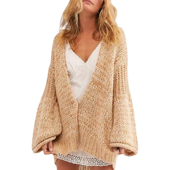FREE PEOPLE Home Town Balloon Sleeve Cardigan M - Picture 15 of 16